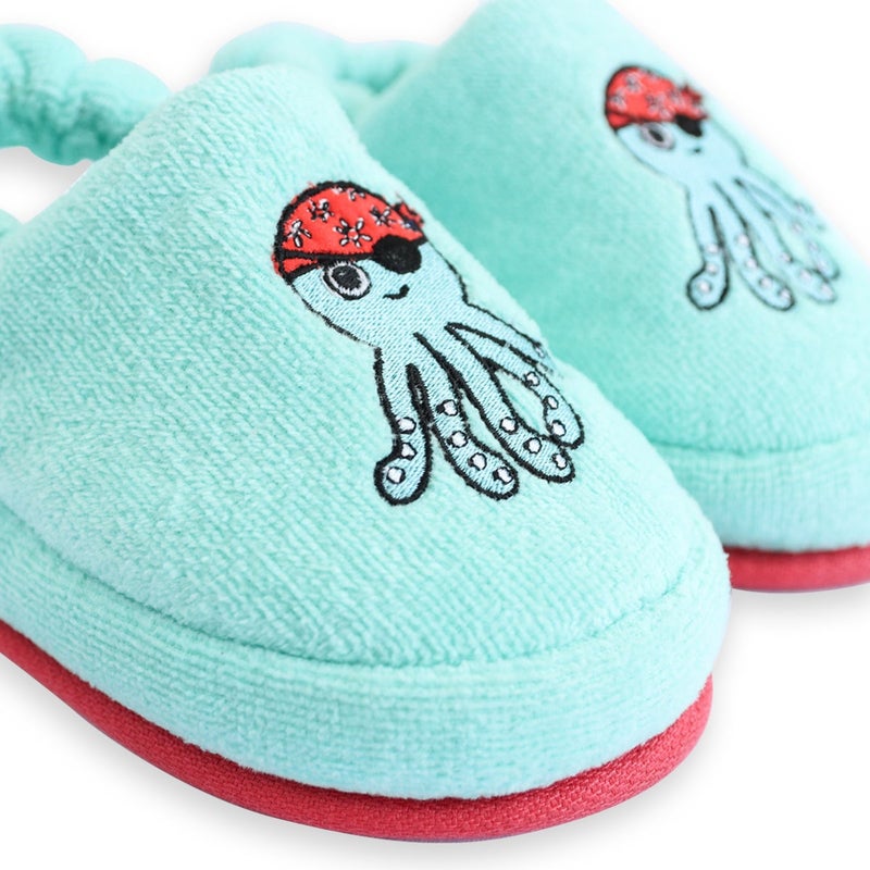 Milk & Moo Kids Slippers, 4-5 Years Old,  20cm 100% Cotton, Kids Indoor Slippers, Non-Slip Soft Sole, Slip-On Lightweight, Breathable, Ideal for Home, Bath, Indoor Use, Sailor Octopus Design, For Boys and Girls - Image 5